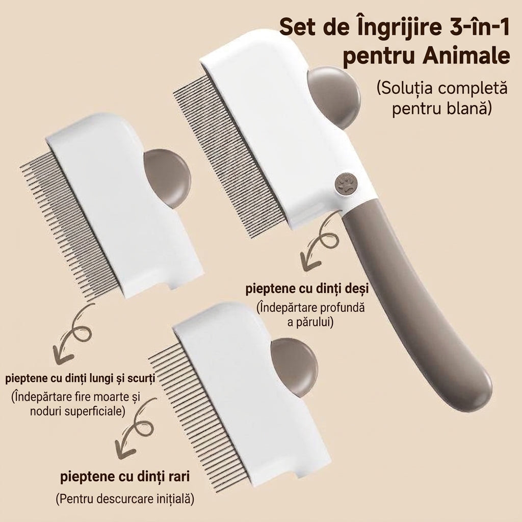Perie 3-in-1 pentru pisici si caini